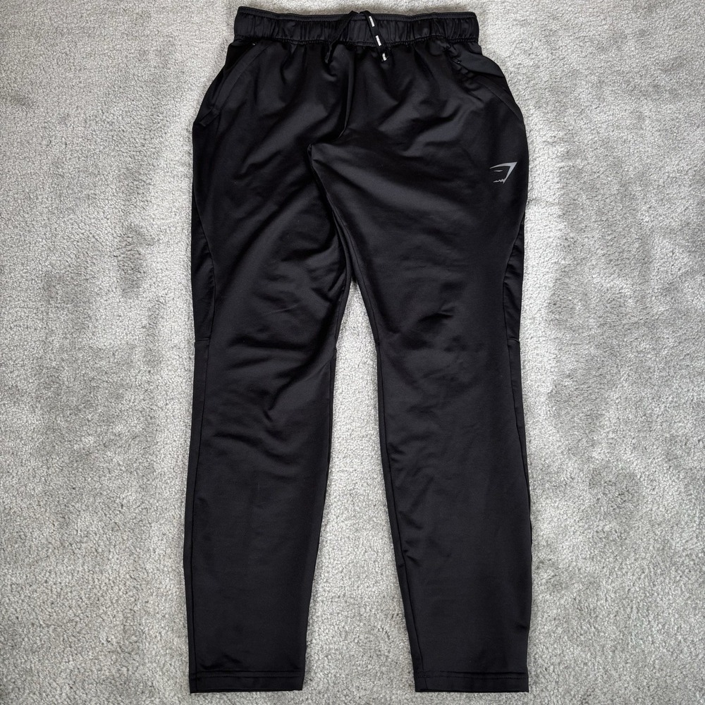 Gymshark Track Pants Mens S Black Sports Joggers Stretch Slim Athletic Gym